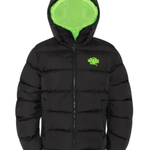 SYNA DOUBLE PUFFER JACKET BLACK / NEON GREEN