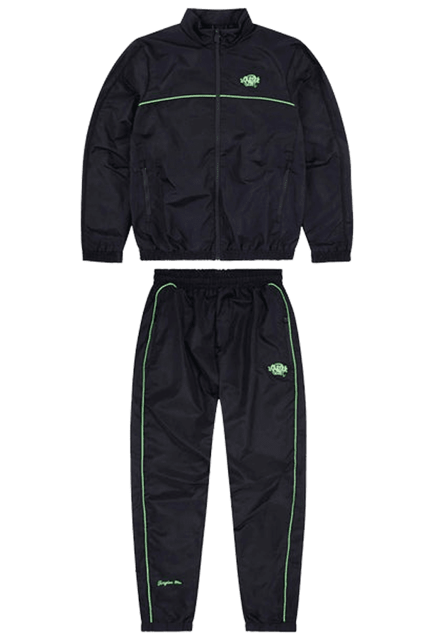 Syna World Shell Tracksuit – Black/Noen Green - Image 2